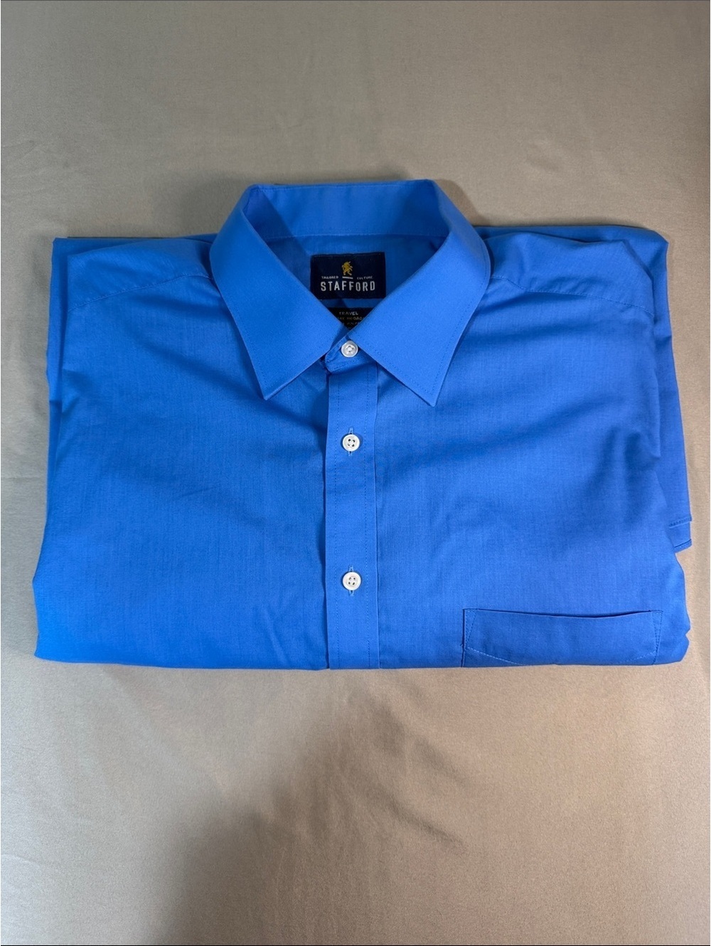Stafford Men's Travel Easy-Care Broadcloth Dress Shirt XL Blue